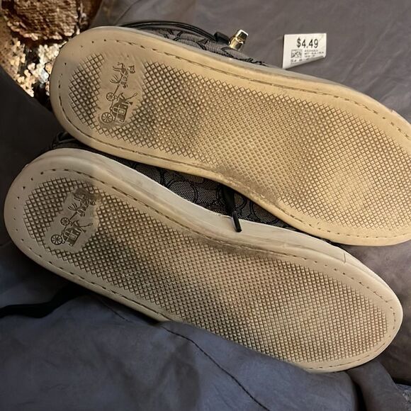 Coach Women's black grey Signature Ray Outline High Top Fashion Sneaker size 6B - Picture 8 of 10